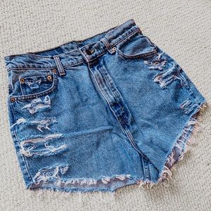 Levi’s Destroyed Light Wash High Waisted Shorts